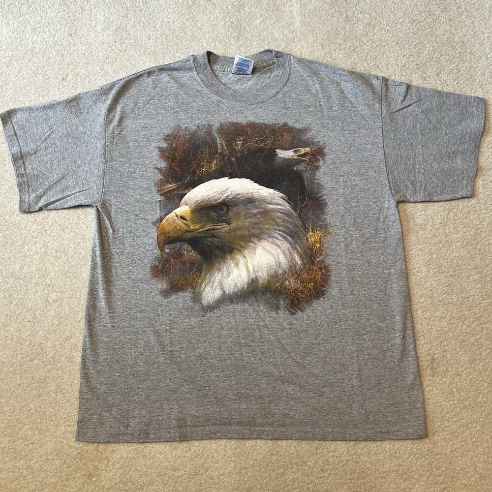 Bald Eagle Graphic T Shirt Gray Americana Wildlife Patriotic USA America Mens XL